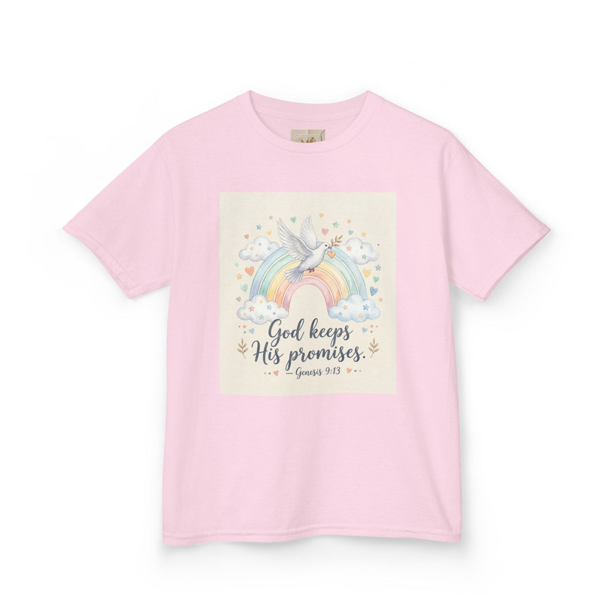 Christian Kids T-Shirt — "God Keeps His Promises" Rainbow Dove Tee | Psalm 145:13
