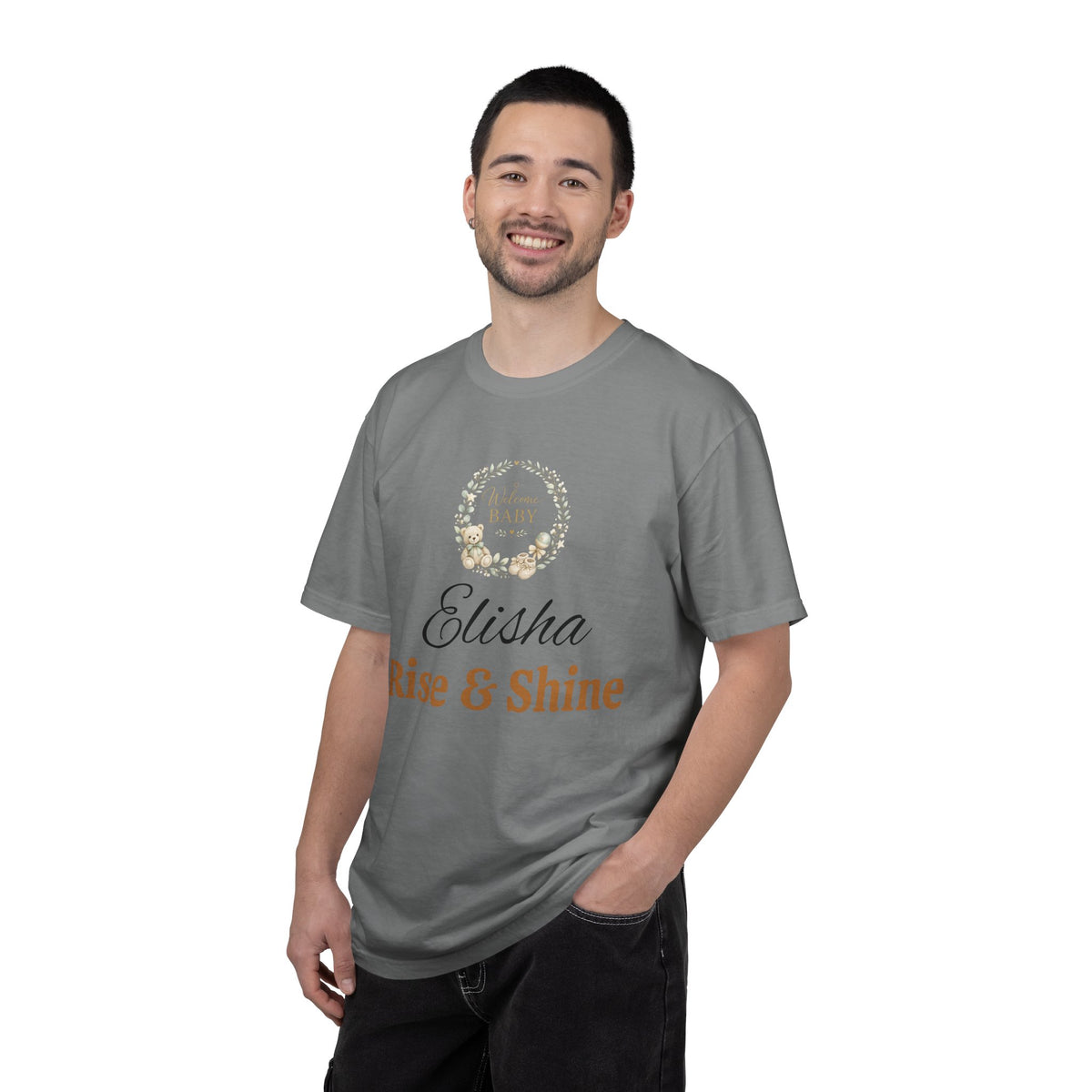 Personalized 'Rise & Shine' T-Shirt — Custom Name Floral Monogram Tee