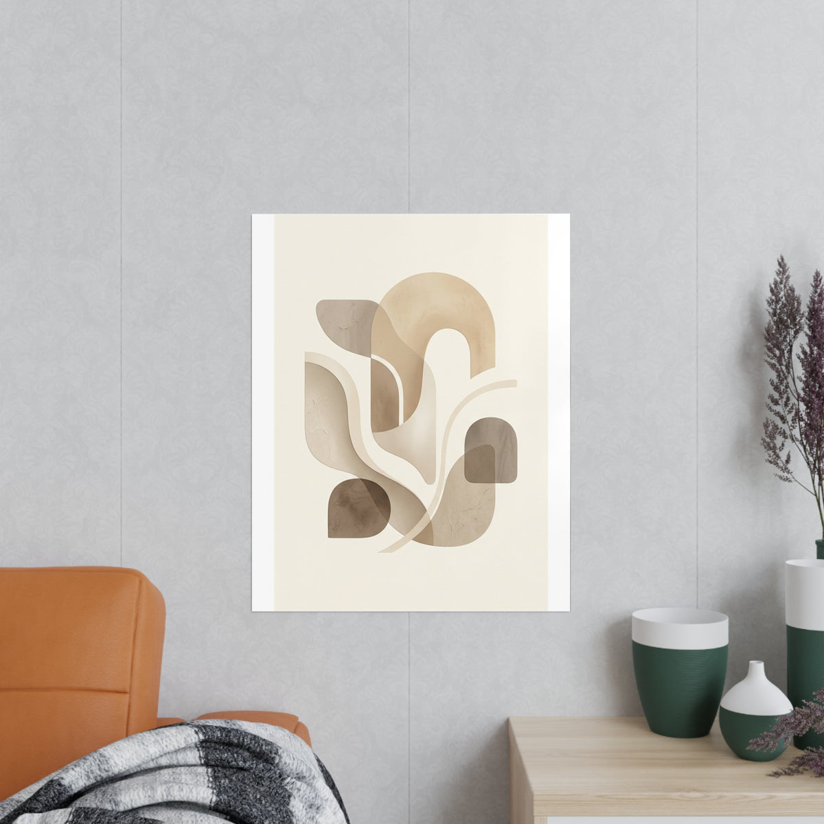 Beige Botanical Wall Art Poster — Minimalist Neutral Print, 250gsm Photo Paper, Matte or Satin