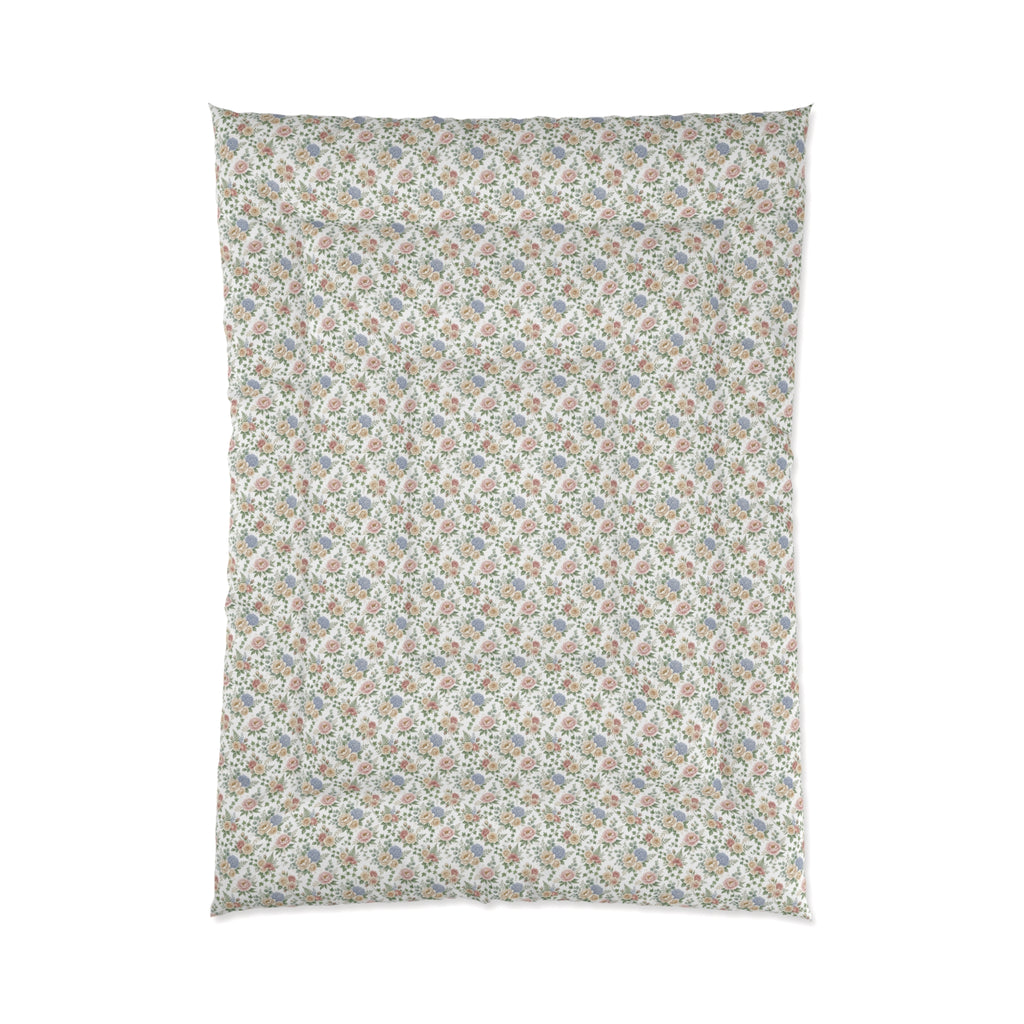 Floral Vintage Tile Comforter — Soft Pastel Boho Bedroom Bedding