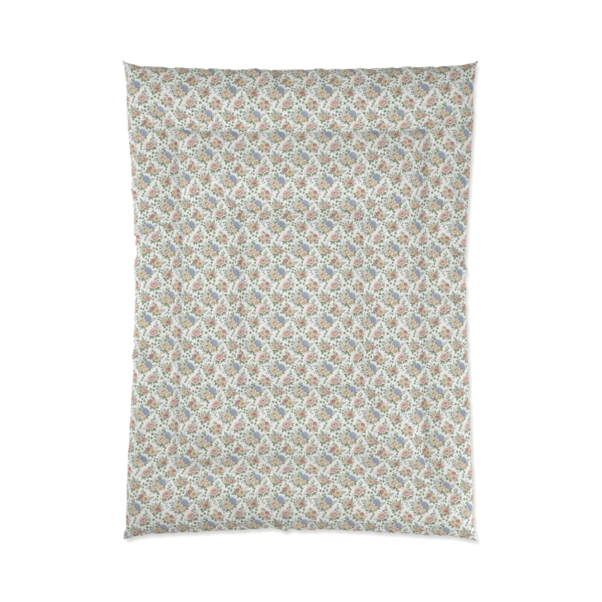 Floral Vintage Tile Comforter — Soft Pastel Boho Bedroom Bedding
