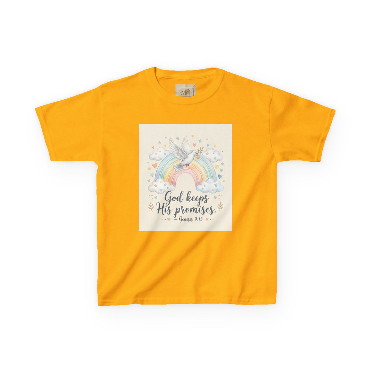 Christian Kids T-Shirt — "God Keeps His Promises" Rainbow Dove Tee | Psalm 145:13
