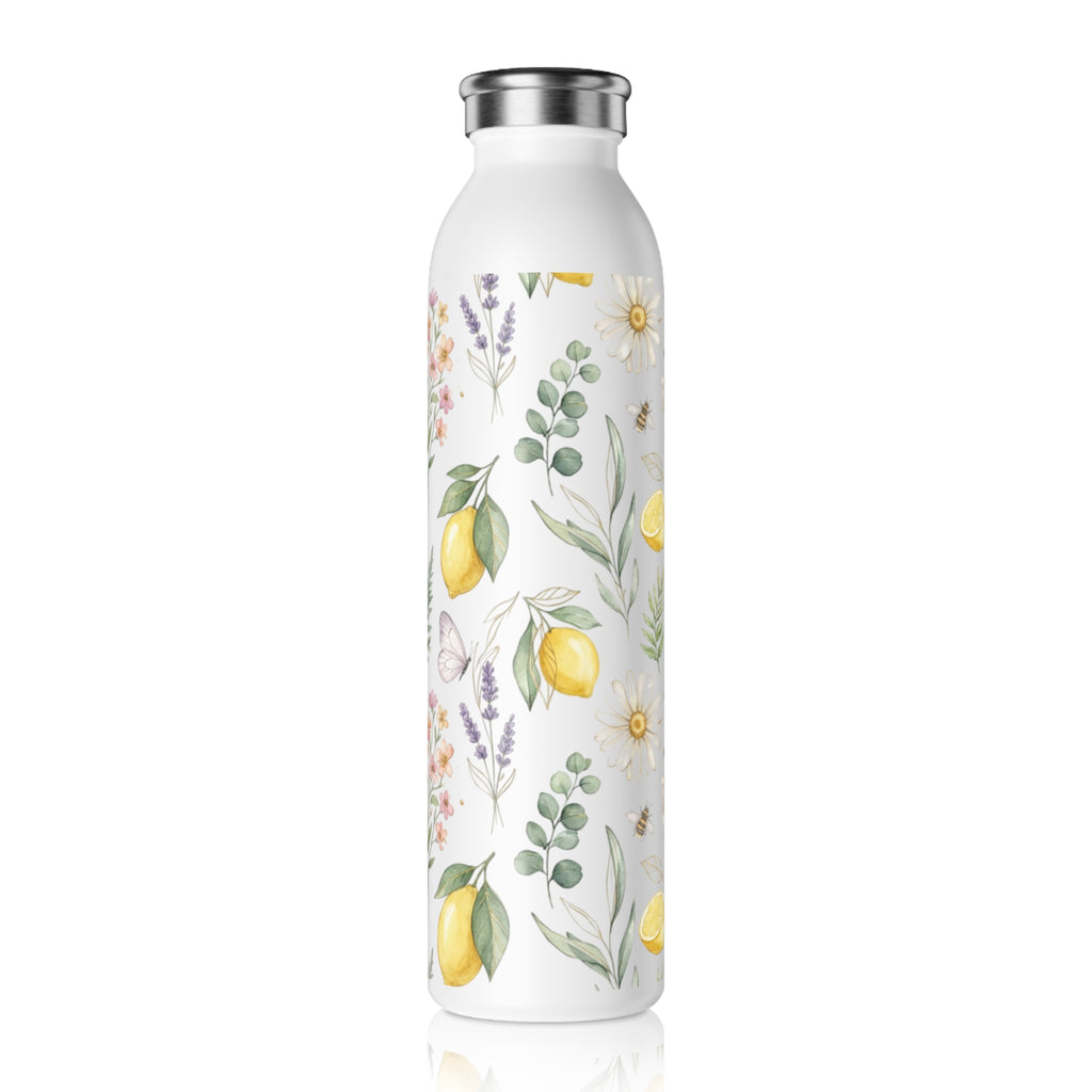 Slim Water Bottle - Lemon Floral Insulated Stainless Steel Bottle