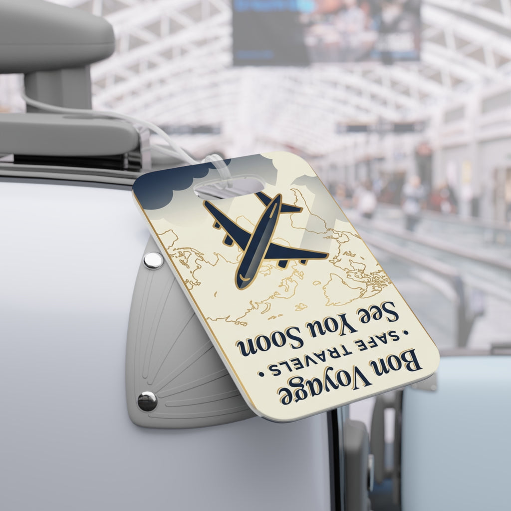 Travel Luggage Tag — "Bon Voyage" Vintage Plane ID Holder