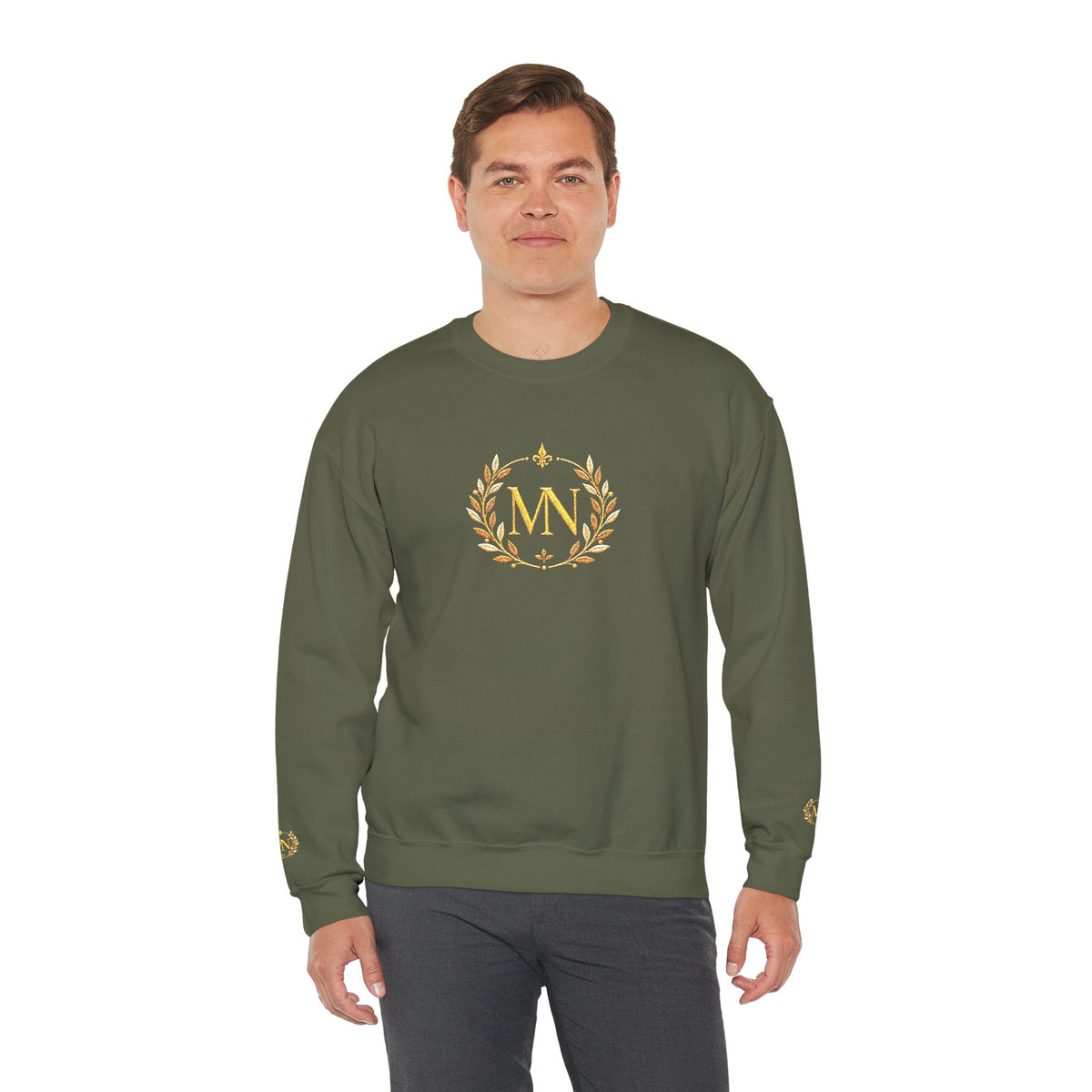 Gold Laurel Monogram Crewneck Sweatshirt