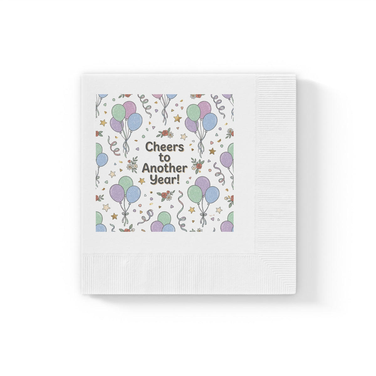 Cheers to Another Year Cocktail Napkins — Birthday & New Year Party Beverage Napkins