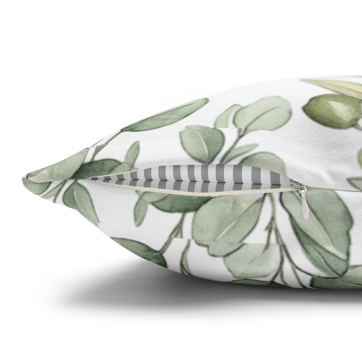 Botanical Greenery Square Pillowcase — Watercolour Eucalyptus & Fern Throw Pillow Cover