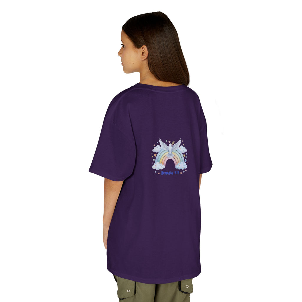 Christian Kids T-Shirt — "God Keeps His Promises" Rainbow Dove Tee | Psalm 145:13