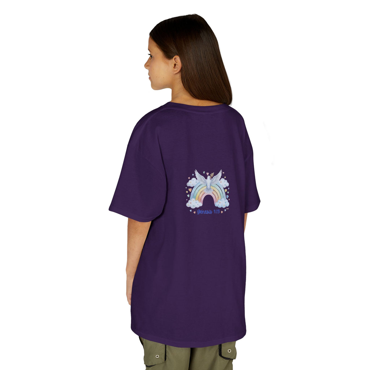 Christian Kids T-Shirt — "God Keeps His Promises" Rainbow Dove Tee | Psalm 145:13