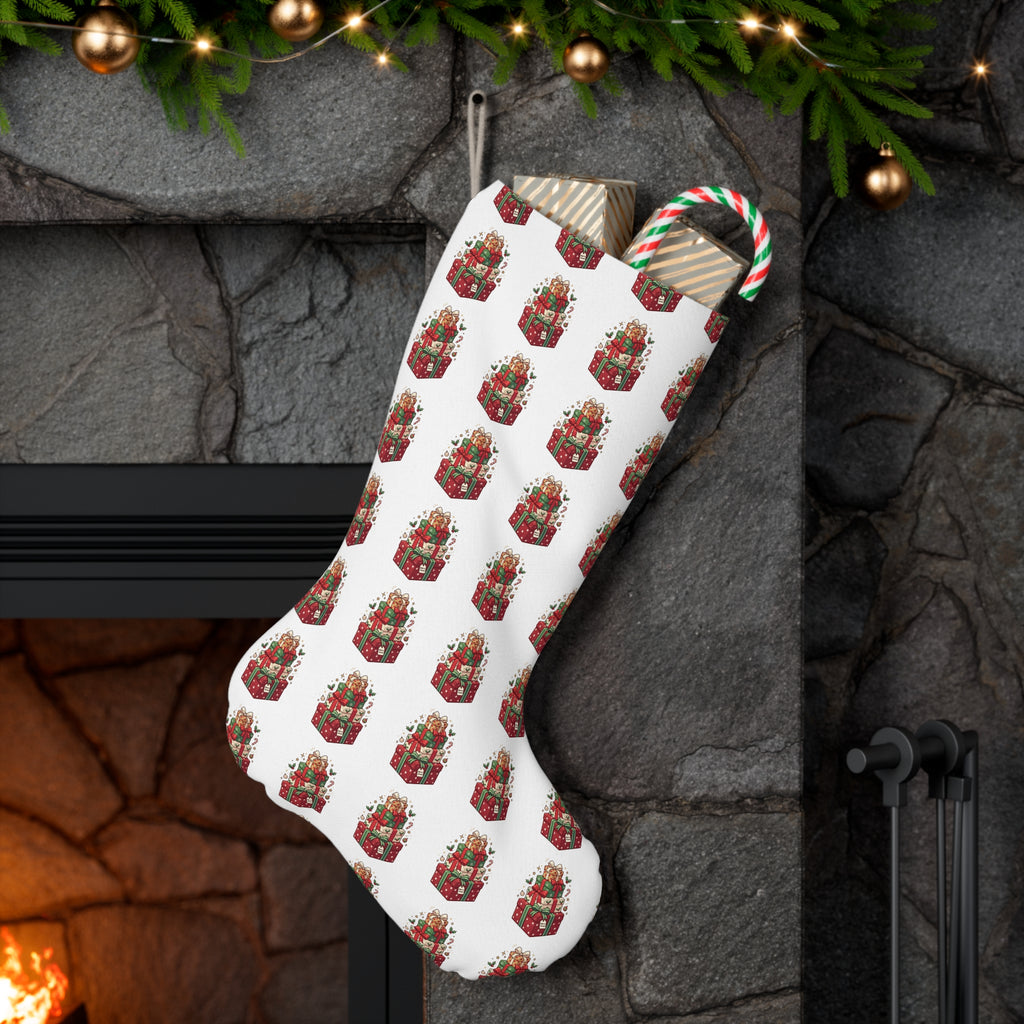Santa Presents Christmas Stocking — Festive Holiday Stocking for Kids & Adults