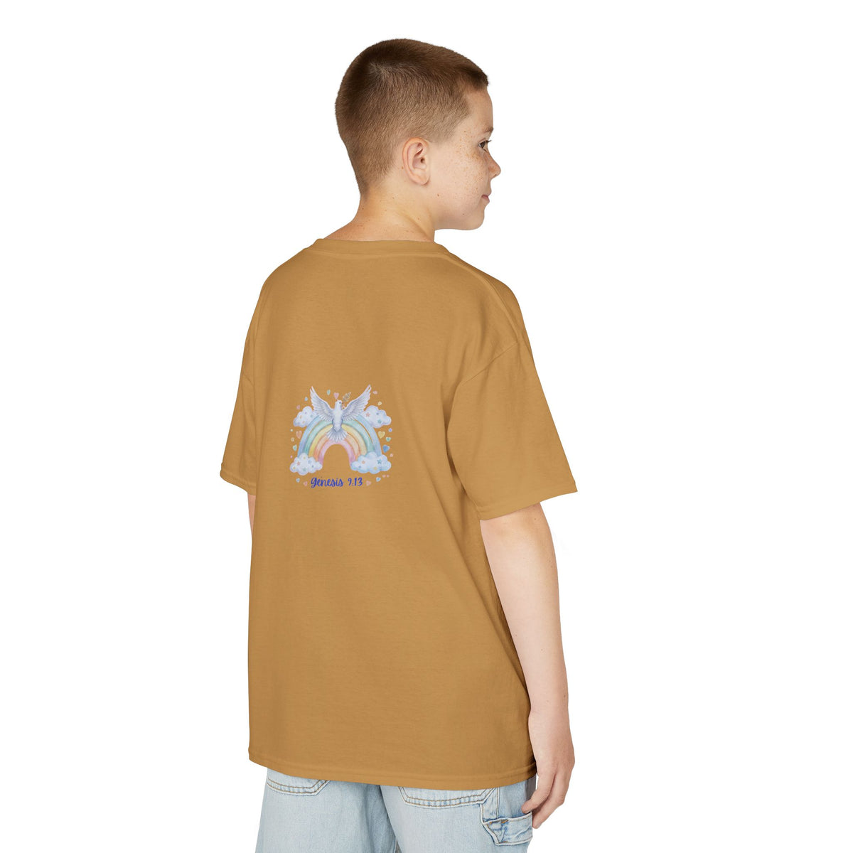 Christian Kids T-Shirt — "God Keeps His Promises" Rainbow Dove Tee | Psalm 145:13