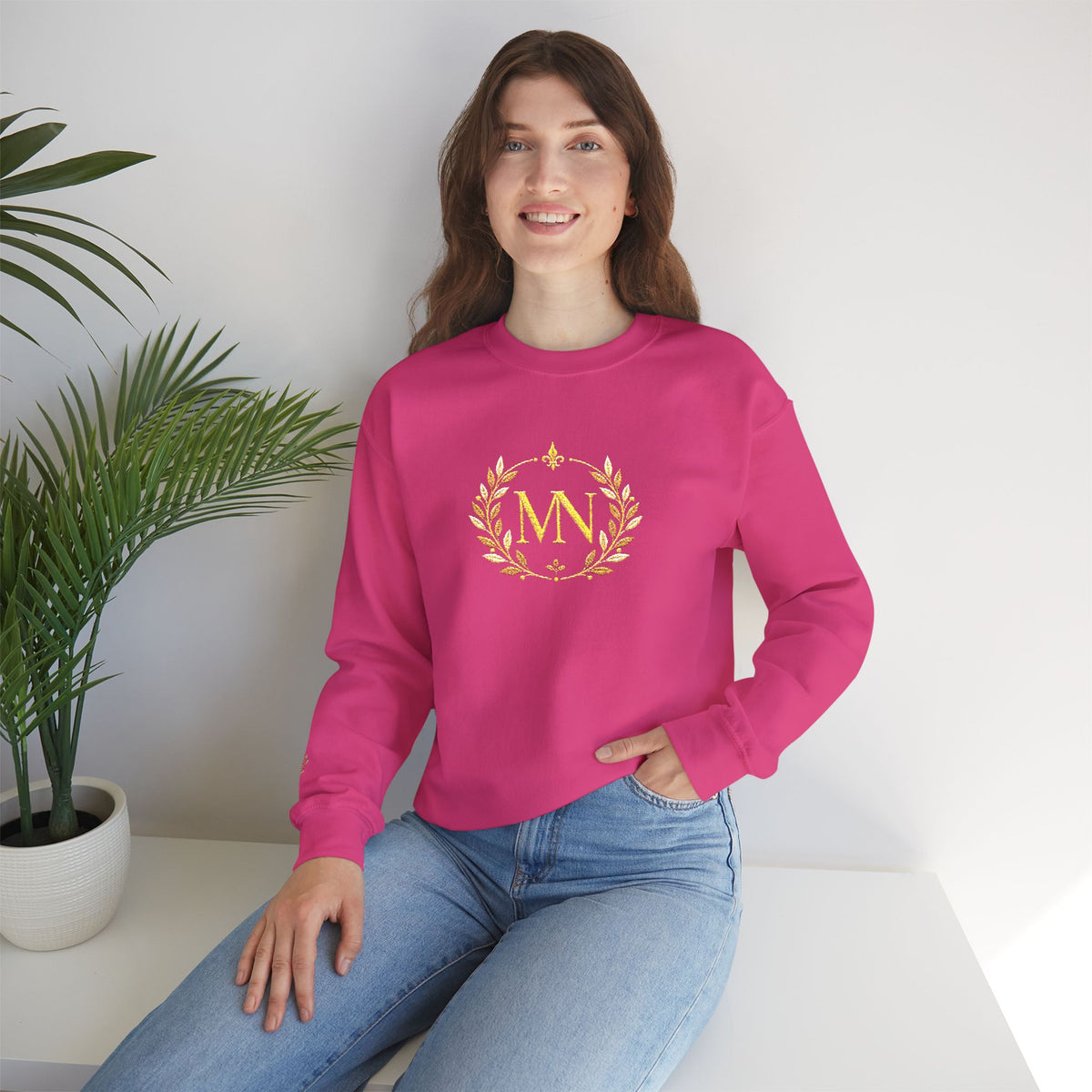Gold Laurel Monogram Crewneck Sweatshirt