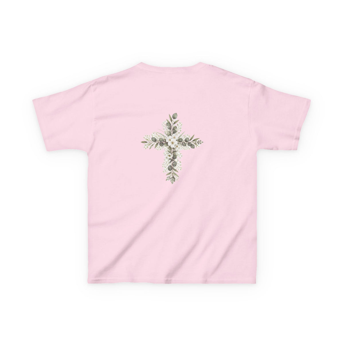 Kids Tee — Floral Cross “Faith” Christian Shirt for Children (Easter, Baptism, Church)