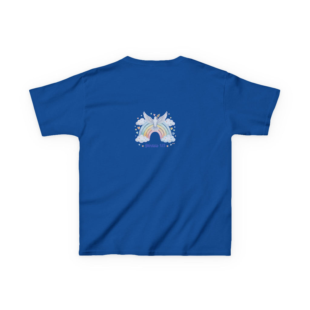Christian Kids T-Shirt — "God Keeps His Promises" Rainbow Dove Tee | Psalm 145:13