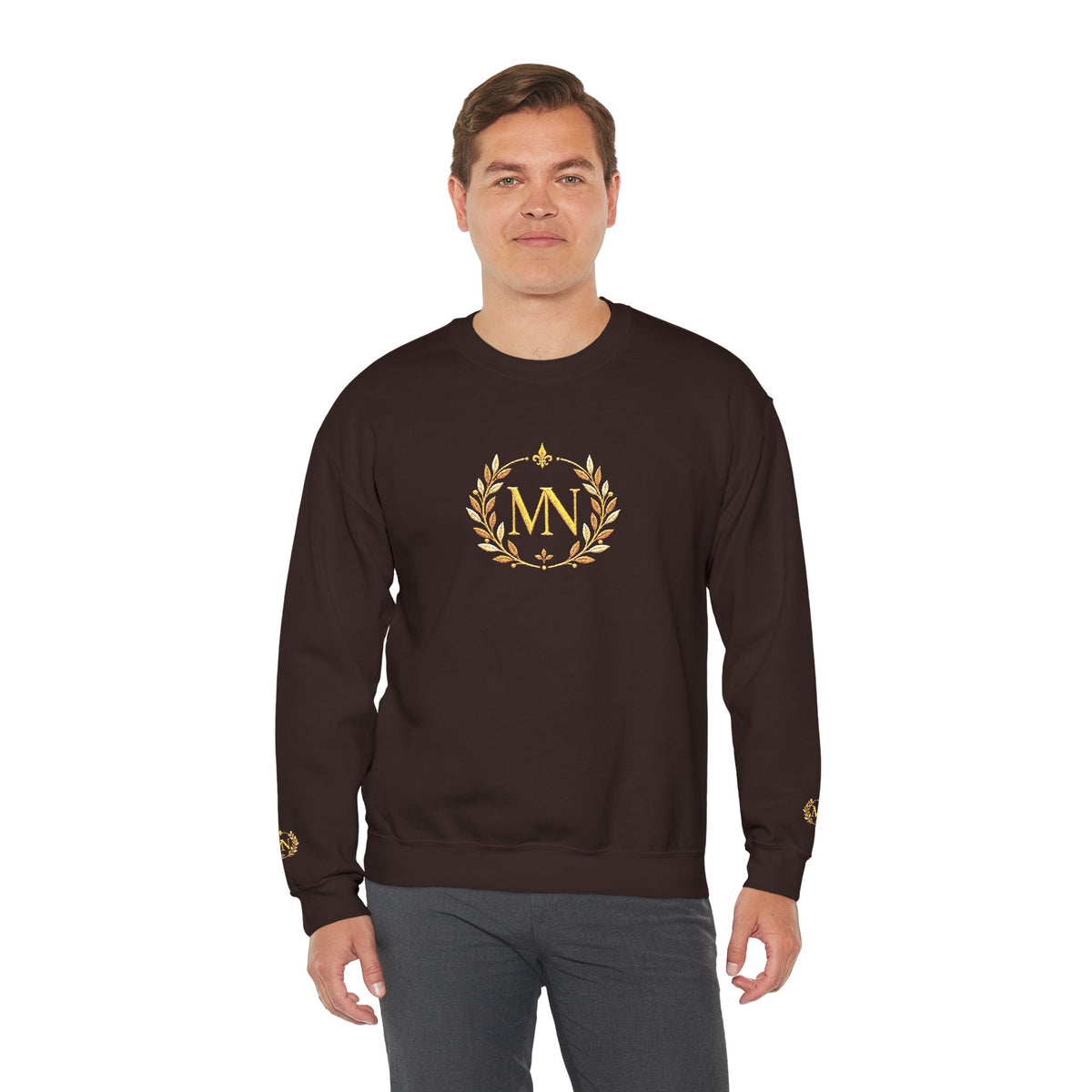 Gold Laurel Monogram Crewneck Sweatshirt