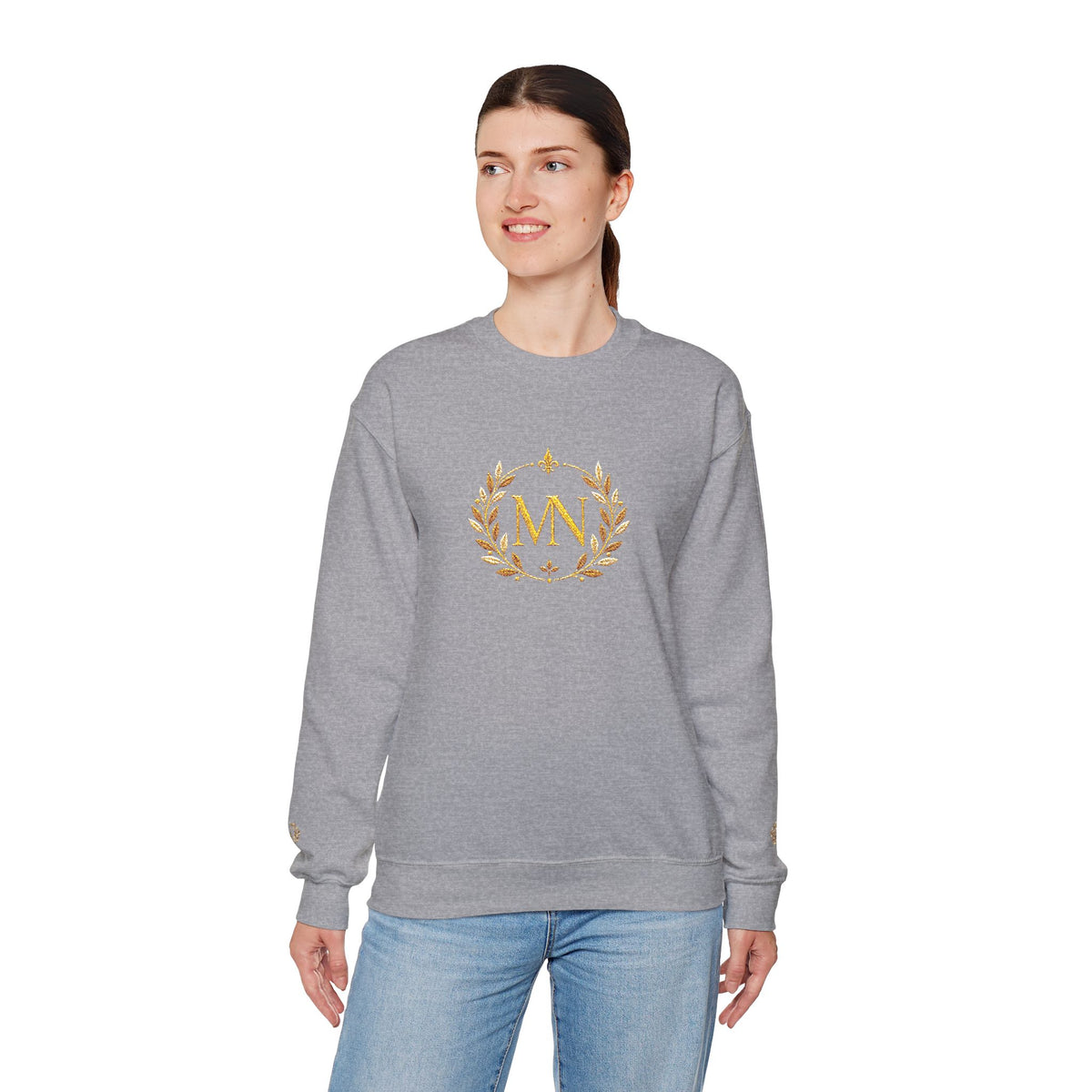 Gold Laurel Monogram Crewneck Sweatshirt