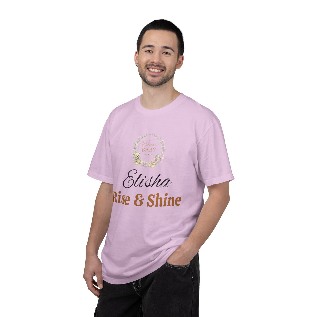 Personalized 'Rise & Shine' T-Shirt — Custom Name Floral Monogram Tee