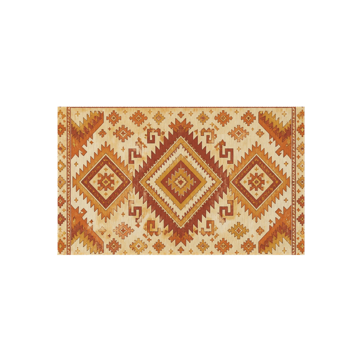Southwestern Outdoor Rug — Rust & Gold Geometric Patio Mat