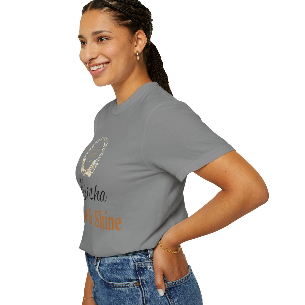 Personalized 'Rise & Shine' T-Shirt — Custom Name Floral Monogram Tee