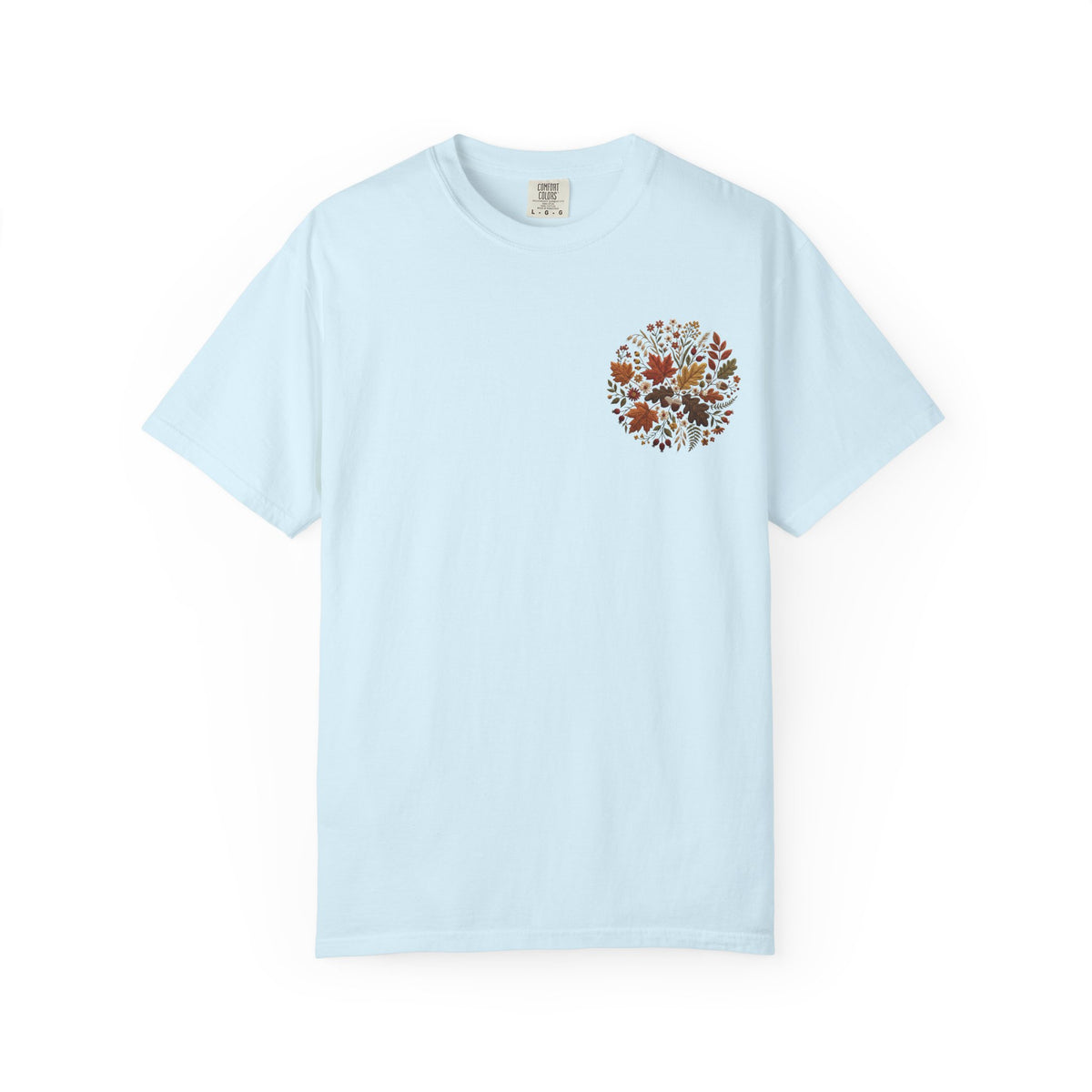 T-Shirt — Autumn Floral Wreath Tee (Fall Leaves Chest & Back Print)