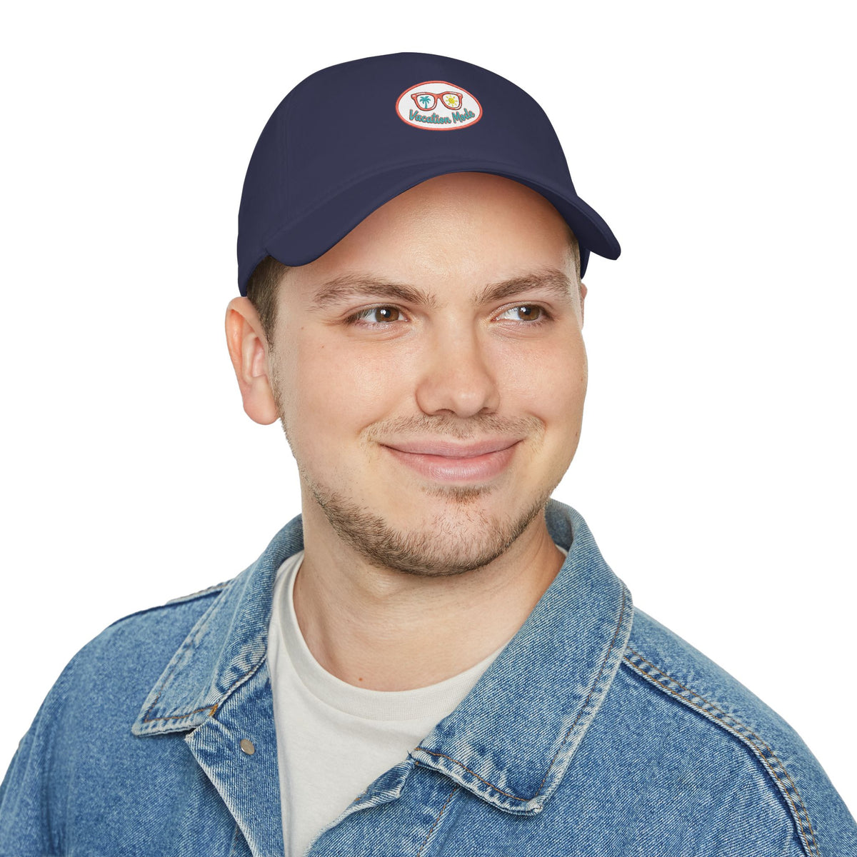 Red 'Vacation Mode' Low Profile Baseball Cap — Sunglasses Patch Dad Hat