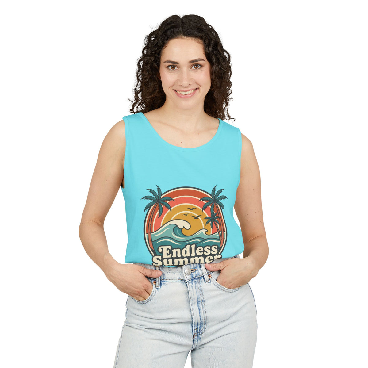 Endless Summer Tank Top — Retro Beach Palm Tree Surf Graphic