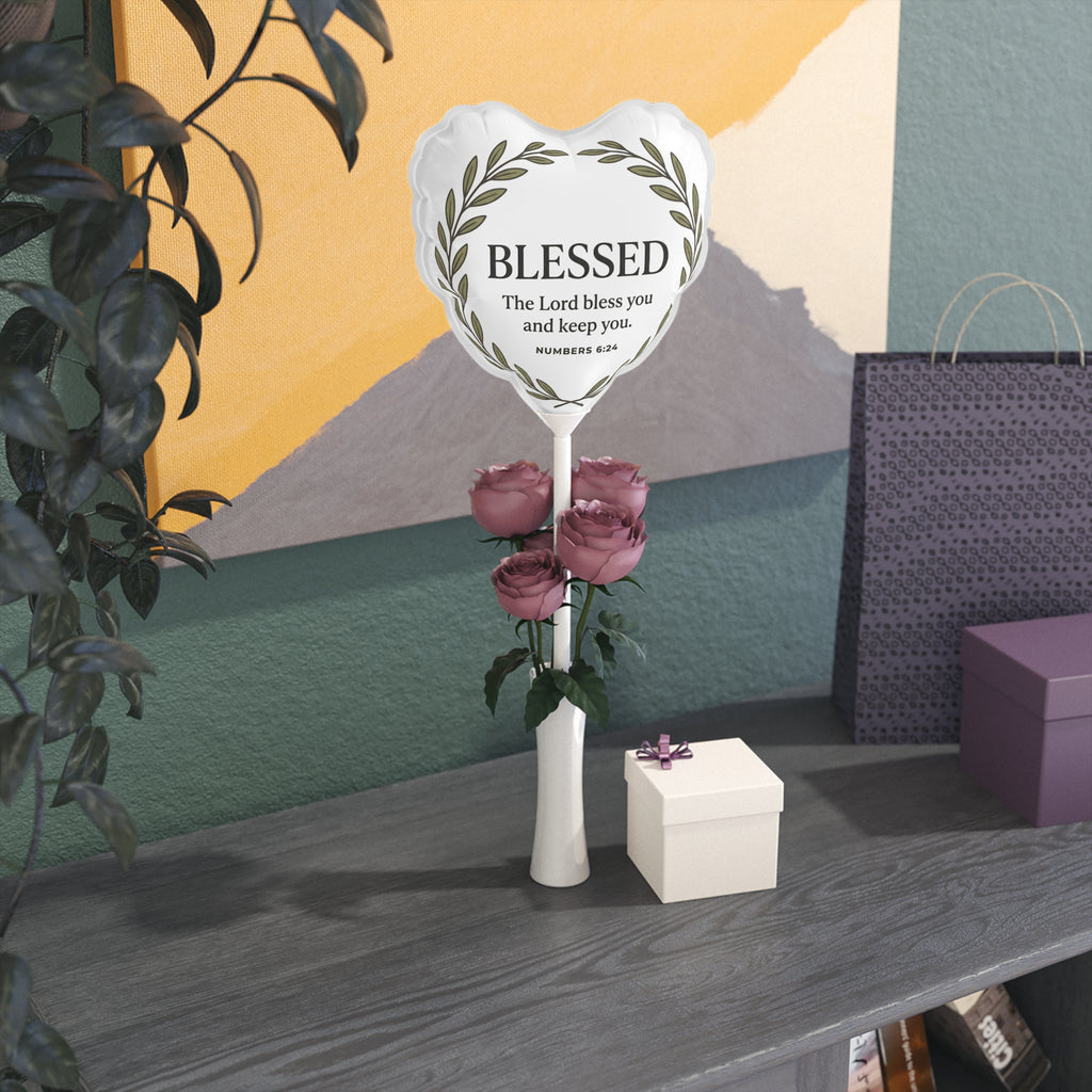 Blessed Heart Balloon — "BLESSED" Bible Verse (Numbers 6:24) 6" Religious Party Favor