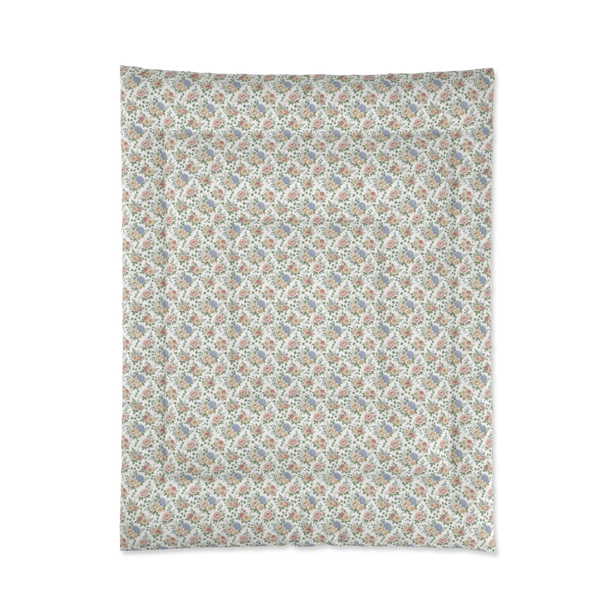 Floral Vintage Tile Comforter — Soft Pastel Boho Bedroom Bedding