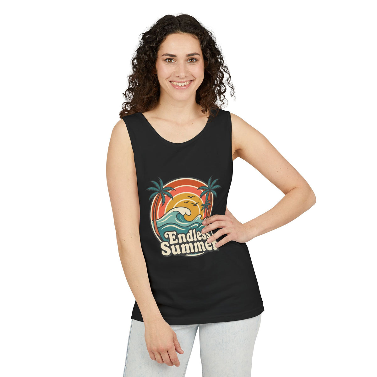 Endless Summer Tank Top — Retro Beach Palm Tree Surf Graphic
