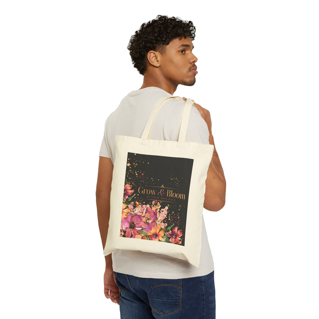 Grow & Bloom Floral Canvas Tote Bag
