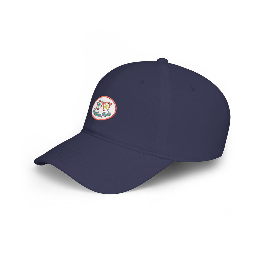 Red 'Vacation Mode' Low Profile Baseball Cap — Sunglasses Patch Dad Hat