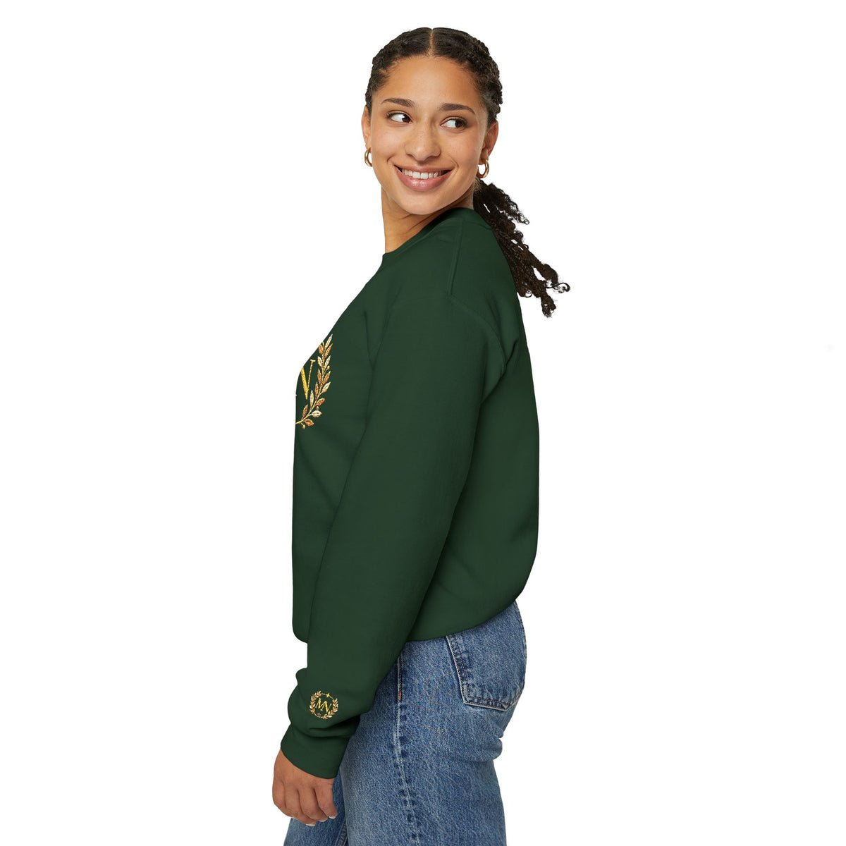 Gold Laurel Monogram Crewneck Sweatshirt