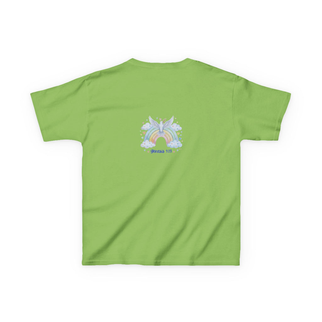 Christian Kids T-Shirt — "God Keeps His Promises" Rainbow Dove Tee | Psalm 145:13