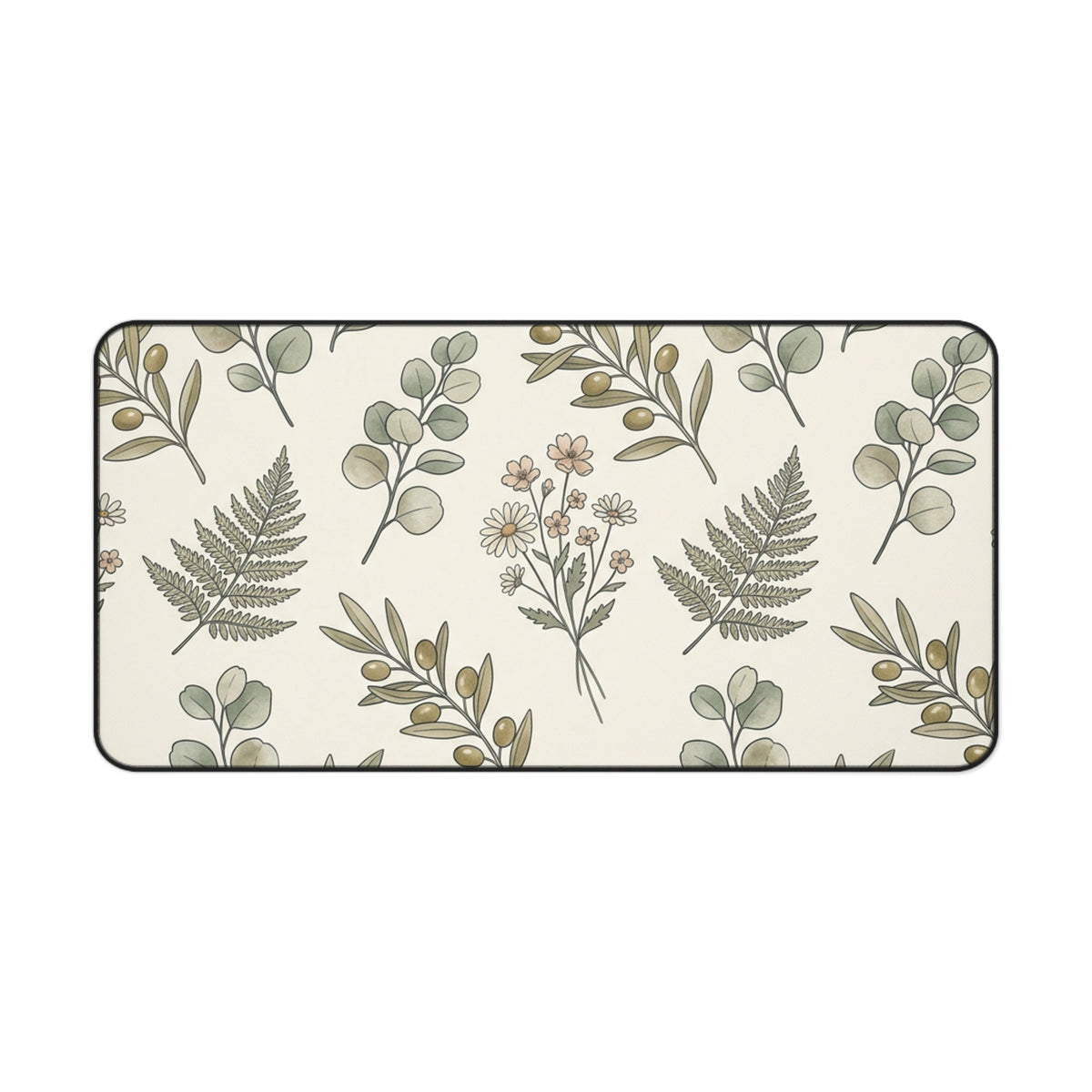 Botanical Fern Desk Mat — Neutral Floral Mouse Pad for Home Office