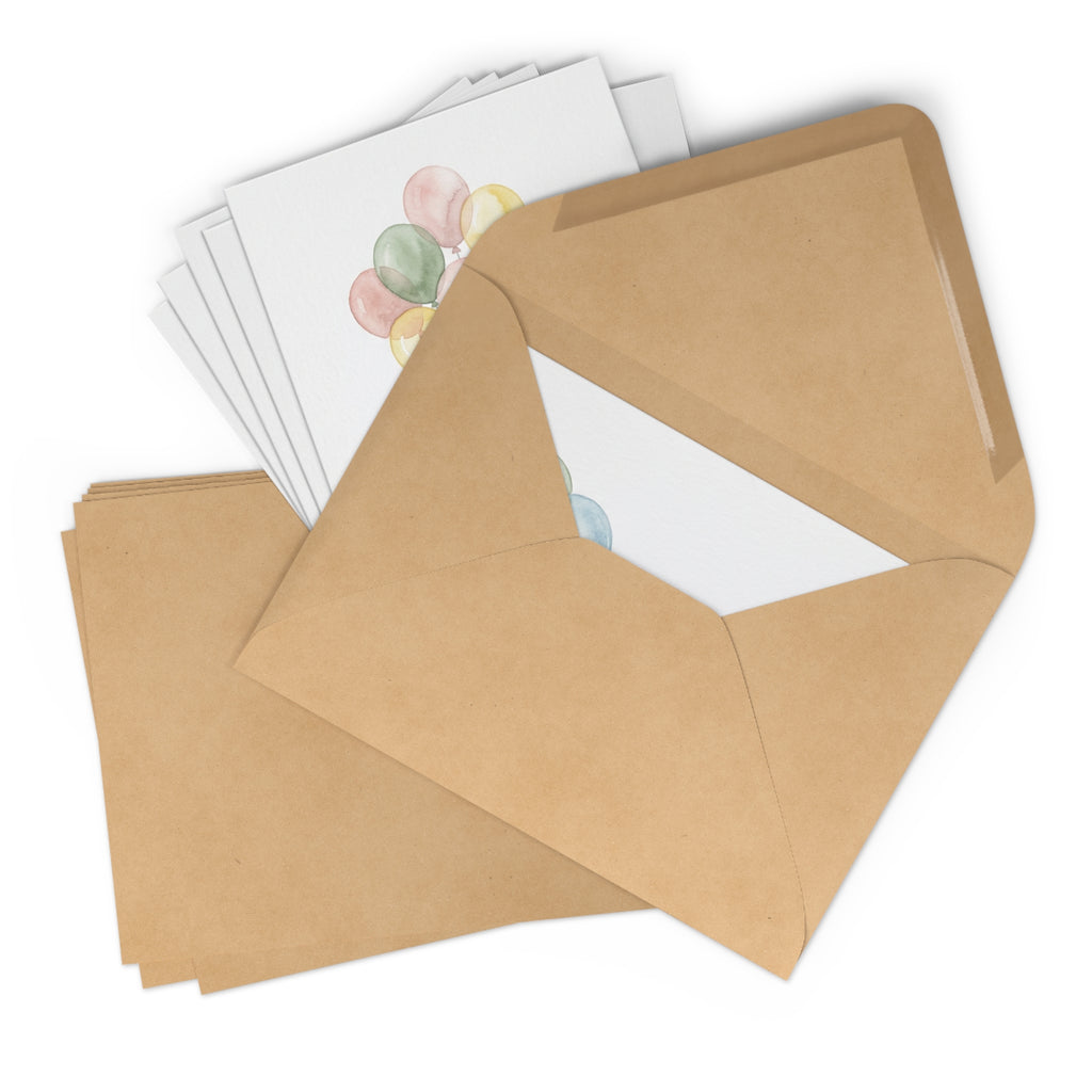 Happy Birthday Watercolour Postcards Set of 7 — Cake & Balloons Greeting Cards with Envelopes