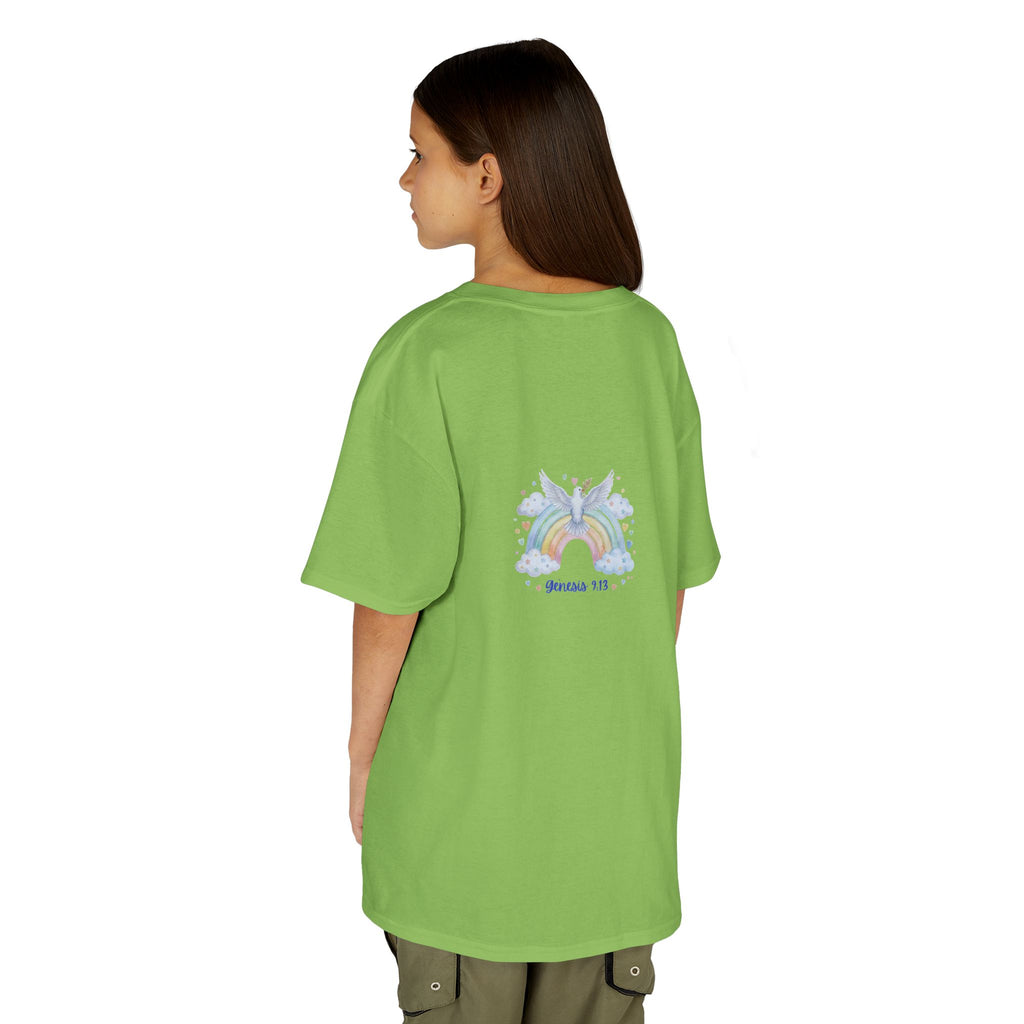 Christian Kids T-Shirt — "God Keeps His Promises" Rainbow Dove Tee | Psalm 145:13