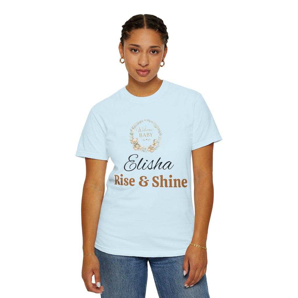 Personalized 'Rise & Shine' T-Shirt — Custom Name Floral Monogram Tee