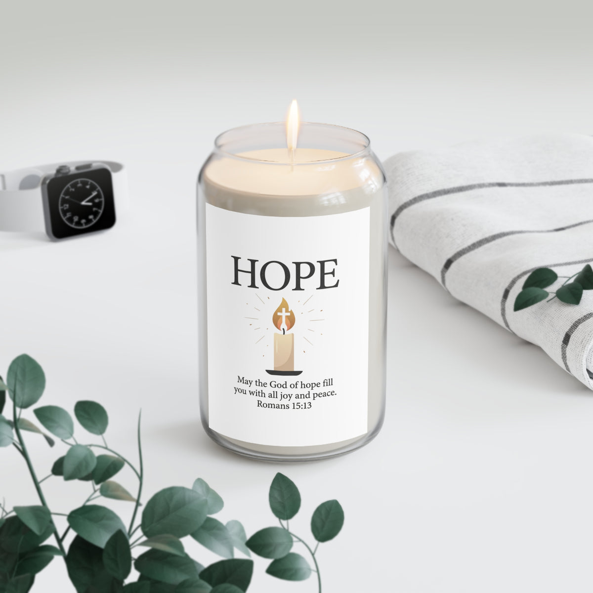 Hope Soy Candle — Romans 15:13 Inspirational Prayer Candle | Faith Gift (13.75oz)