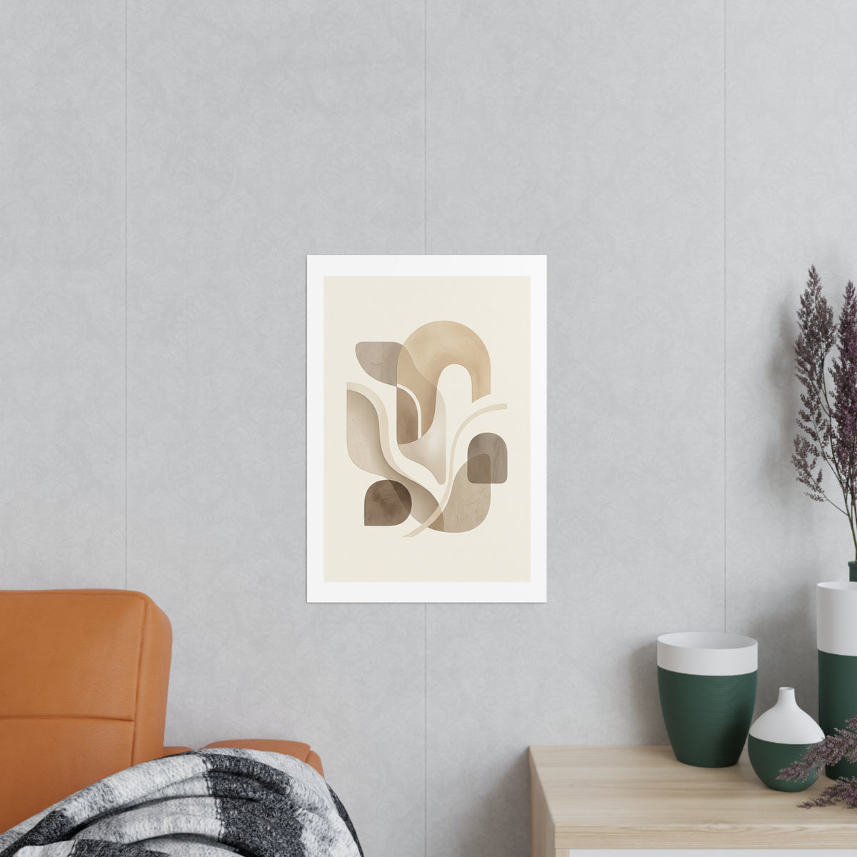 Beige Botanical Wall Art Poster — Minimalist Neutral Print, 250gsm Photo Paper, Matte or Satin
