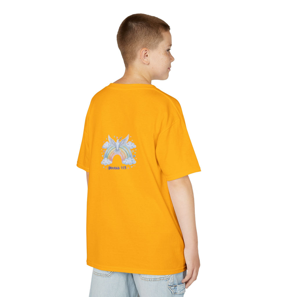 Christian Kids T-Shirt — "God Keeps His Promises" Rainbow Dove Tee | Psalm 145:13