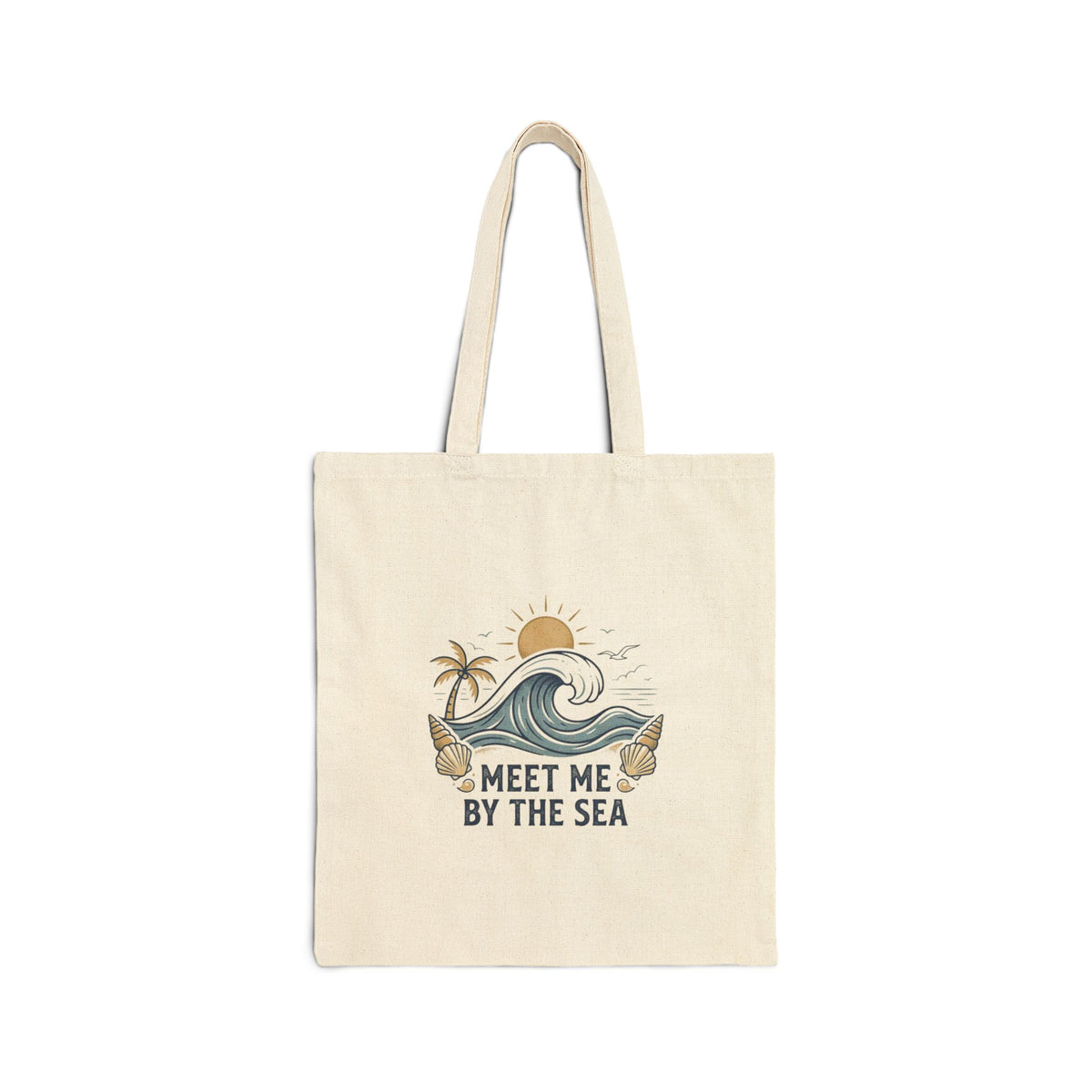 Meet Me By The Sea Cotton Tote Bag — Beach Wave Palm Eco Shopper