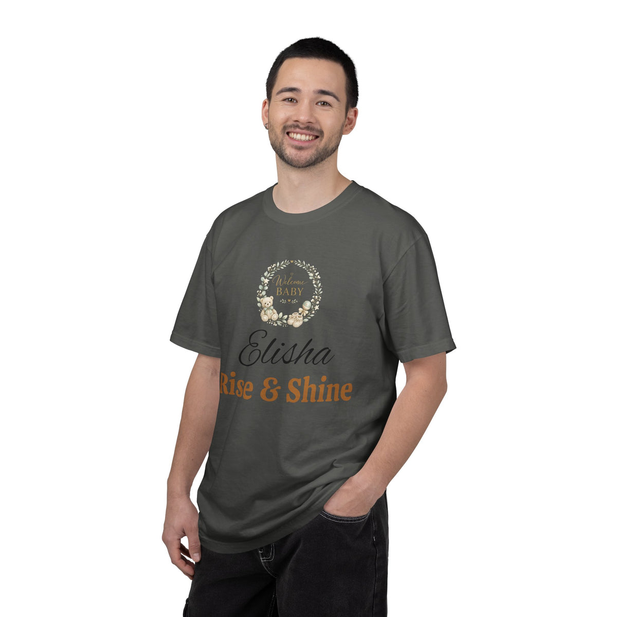 Personalized 'Rise & Shine' T-Shirt — Custom Name Floral Monogram Tee
