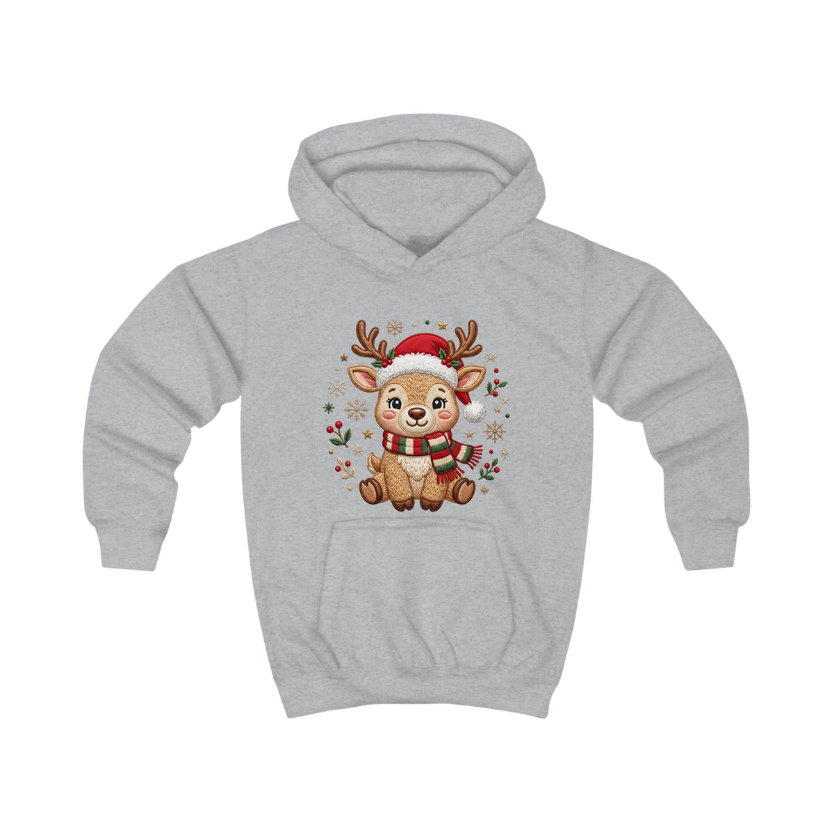 Kids Christmas Hoodie — Reindeer Holiday Sweatshirt for Toddlers, 80% Cotton, Kangaroo Pocket