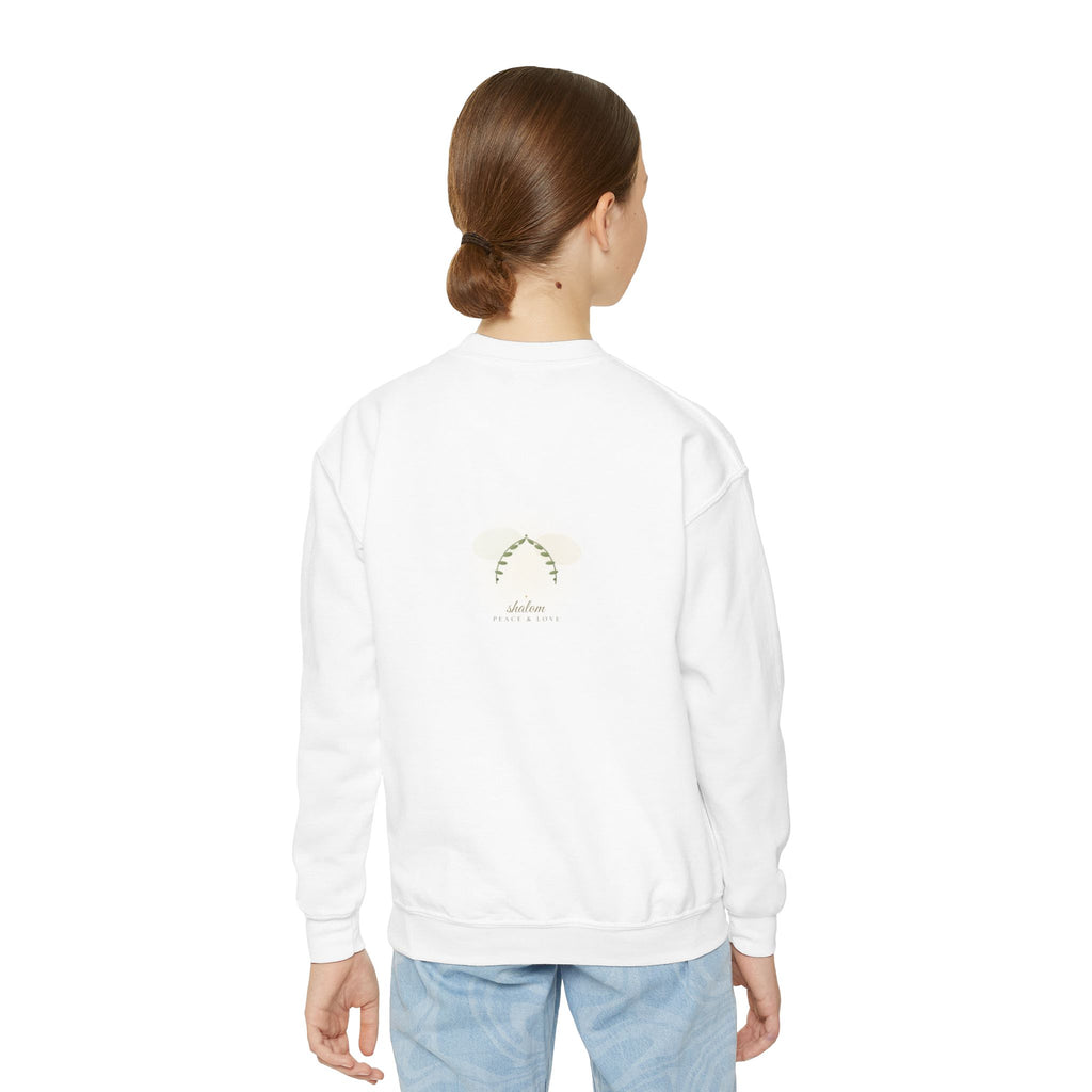 Youth Crewneck Sweatshirt — 'Peace Be With You' Dove Holiday Sweatshirt