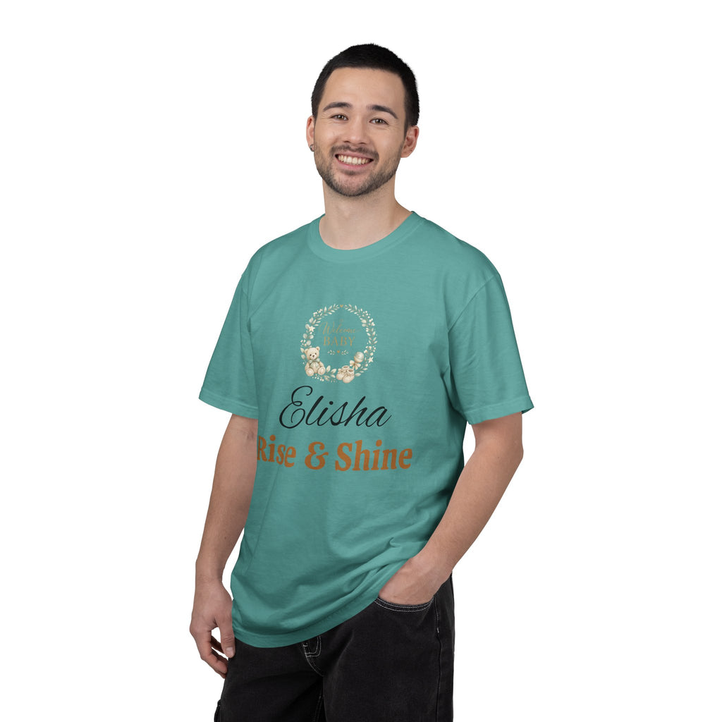 Personalized 'Rise & Shine' T-Shirt — Custom Name Floral Monogram Tee