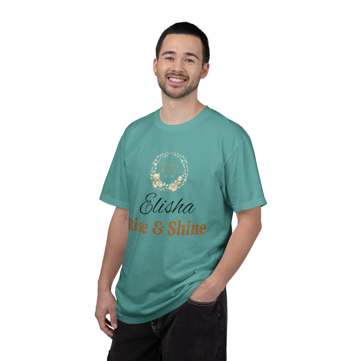 Personalized 'Rise & Shine' T-Shirt — Custom Name Floral Monogram Tee