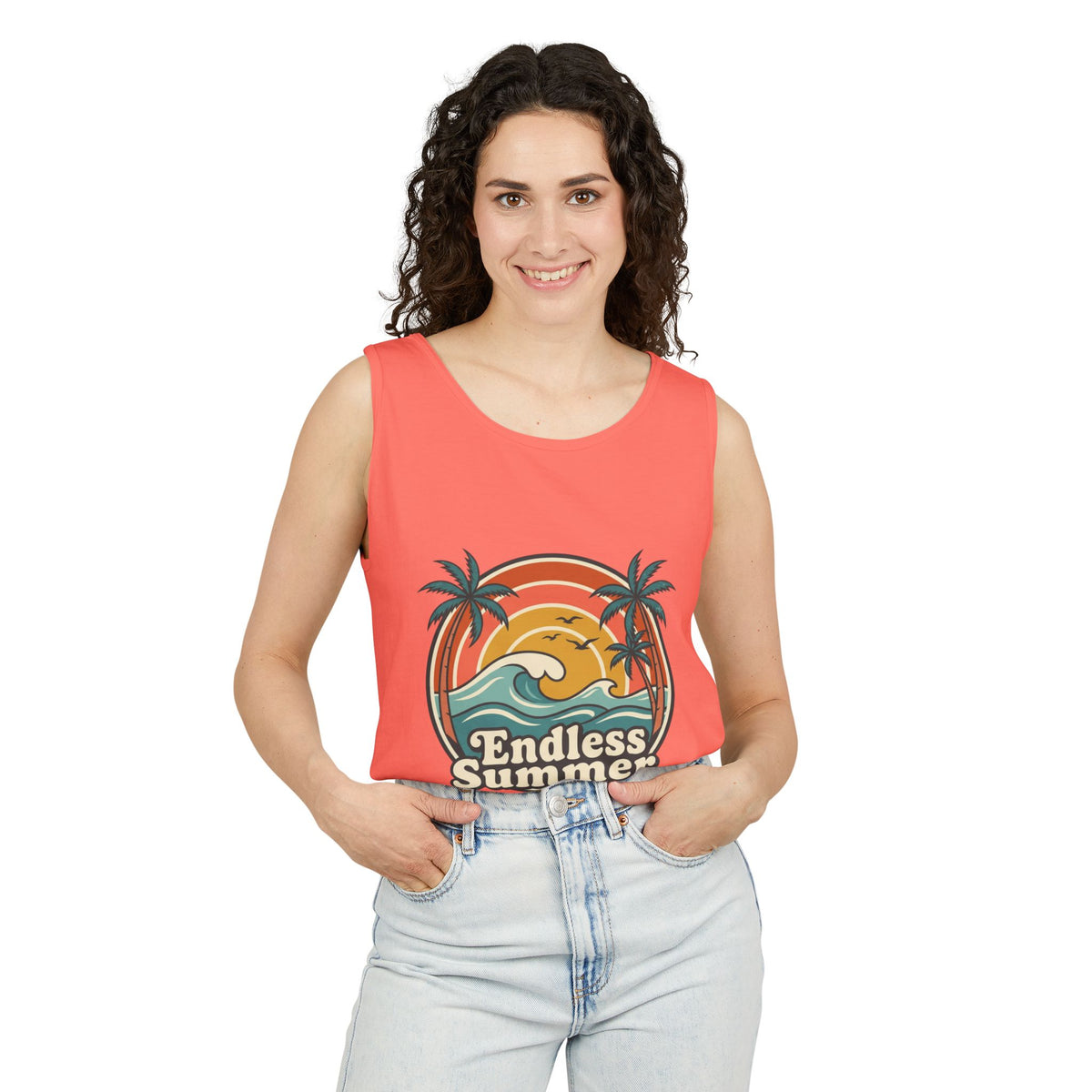 Endless Summer Tank Top — Retro Beach Palm Tree Surf Graphic