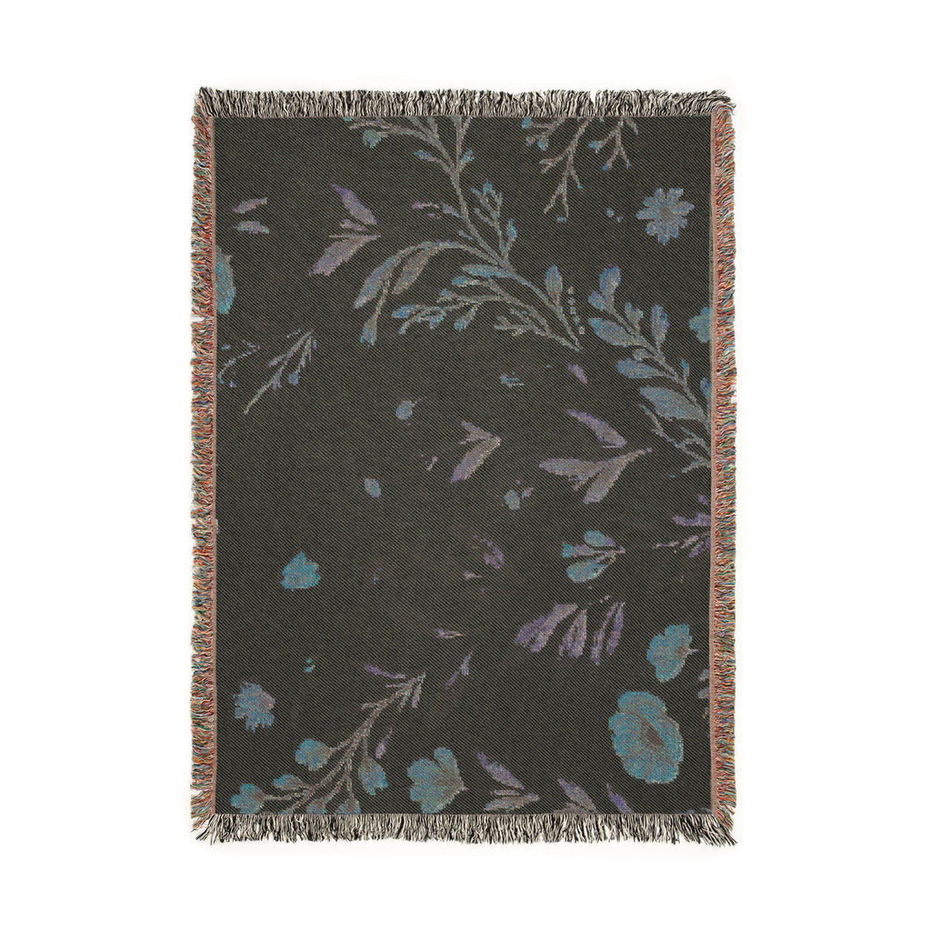 Floral Woven Blanket — Vintage Botanical Throw with Fringe
