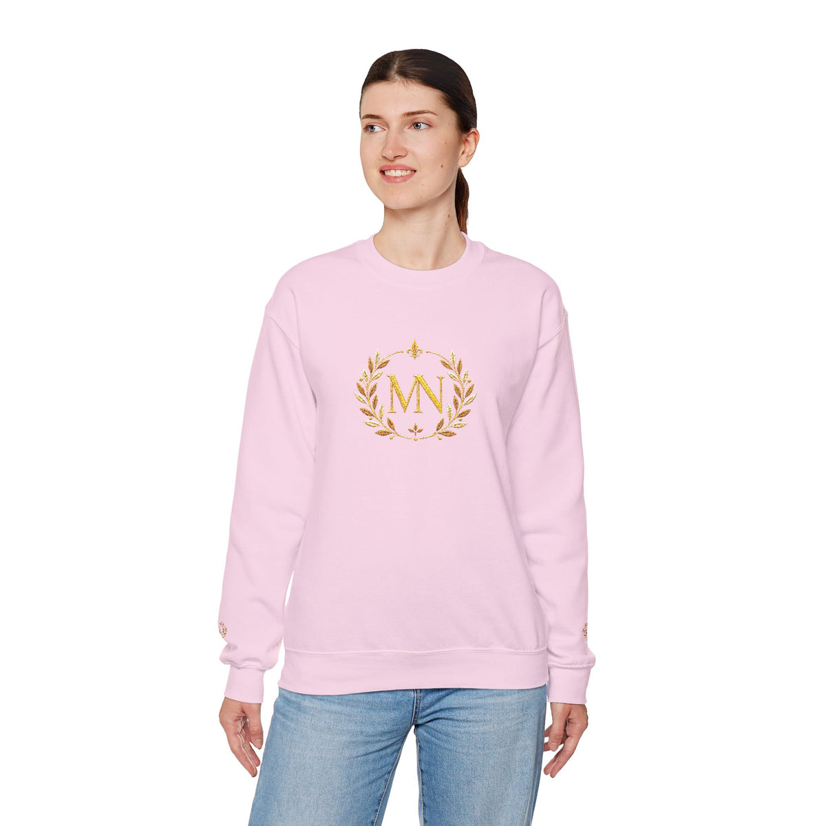 Gold Laurel Monogram Crewneck Sweatshirt