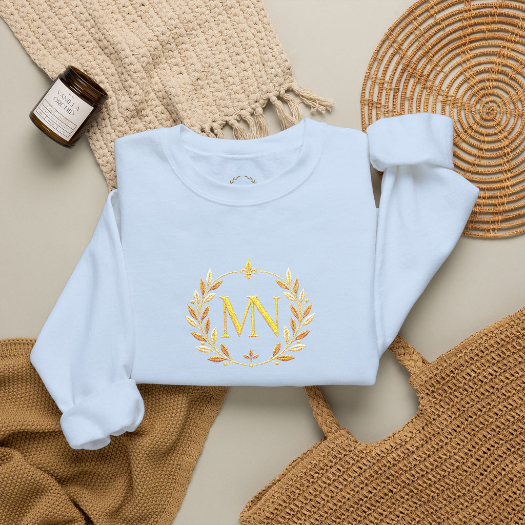Gold Laurel Monogram Crewneck Sweatshirt